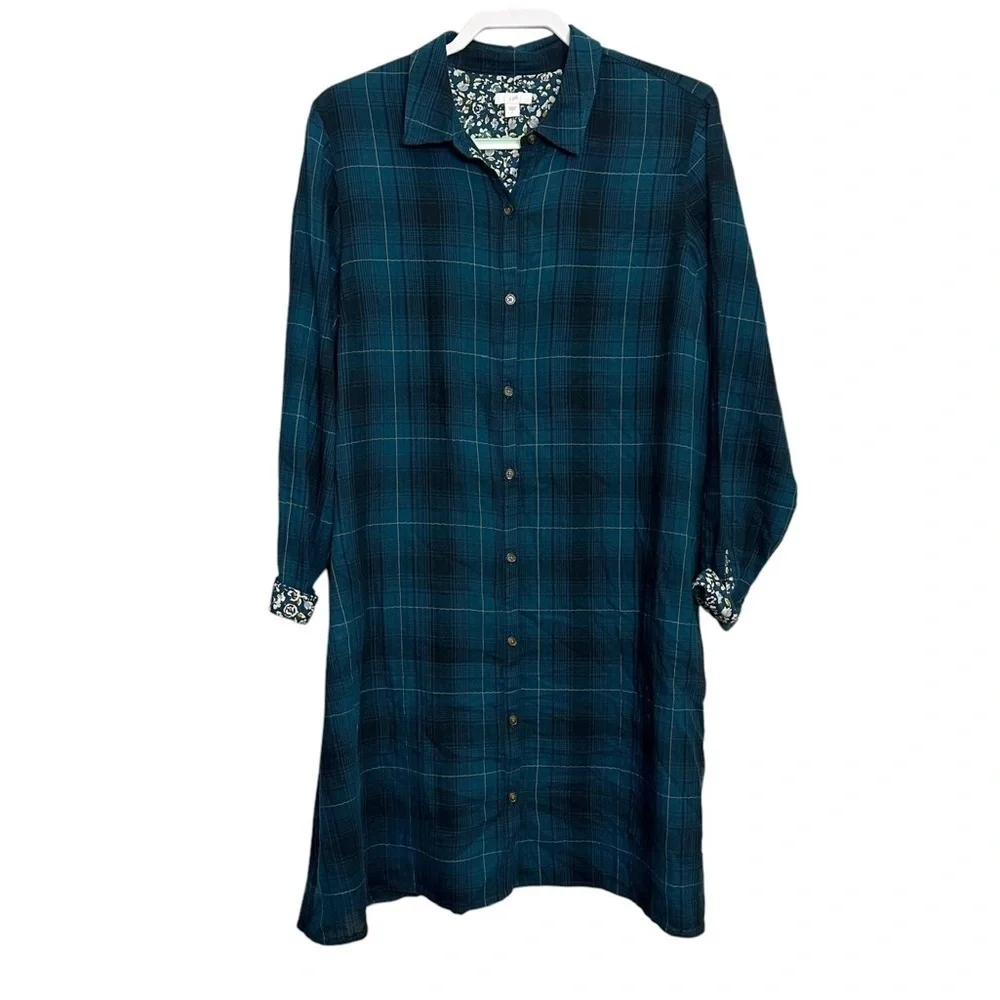 J.Jill Plaid Shirt Tunic Dress